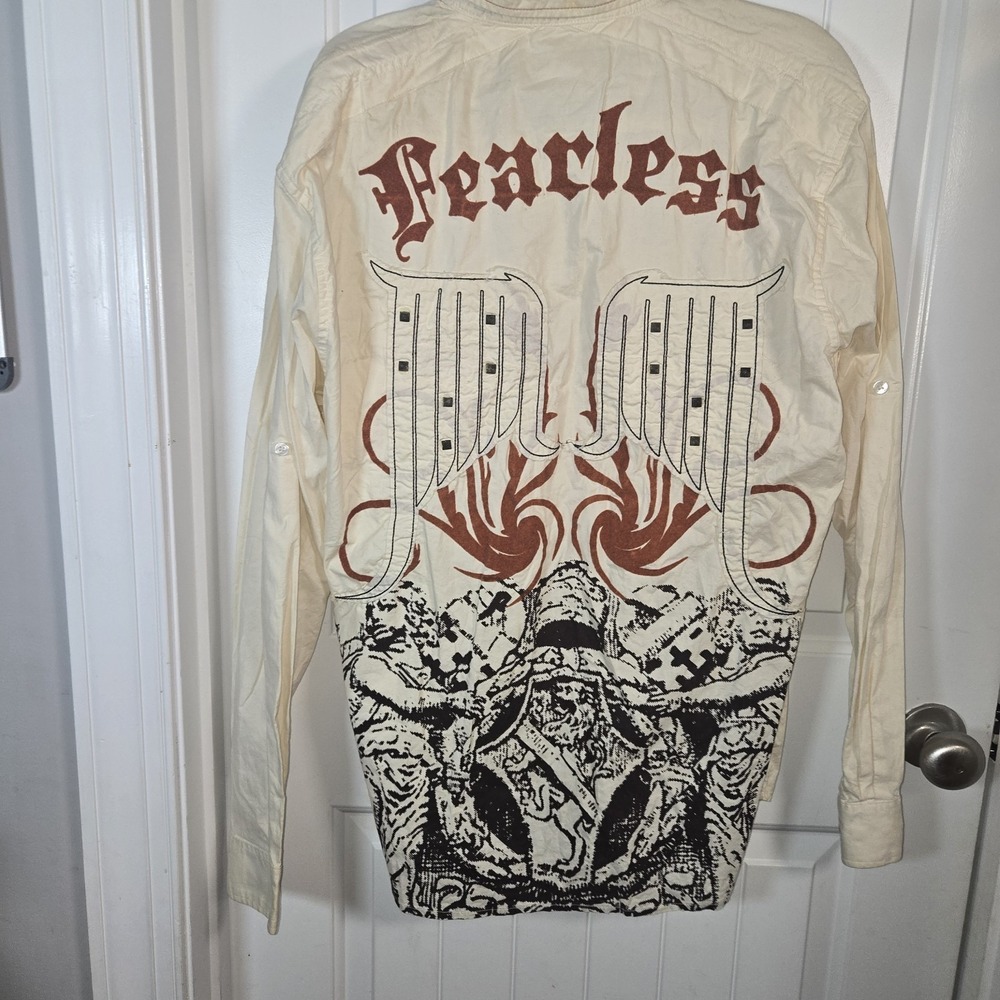 Attitude Gold Men's Button-up Shirt With Embroidery Size XL
